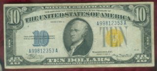 Fr 2309 - Series Of 1934a $10.  00 North Africa $10.  00 Silver Certificate