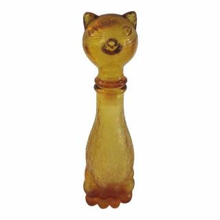 Mid - Century Empoli Amber Glass Cat Decanter
