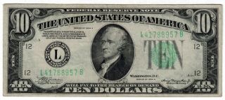 1934 A $10 Dollars Federal Reserve Note San Francisco