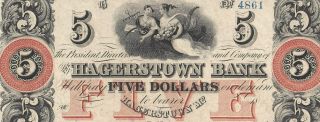 18xx $5 Hagerstown,  Md - - Remainder - - - Cu - - - Confederate Era Obsolete Currency