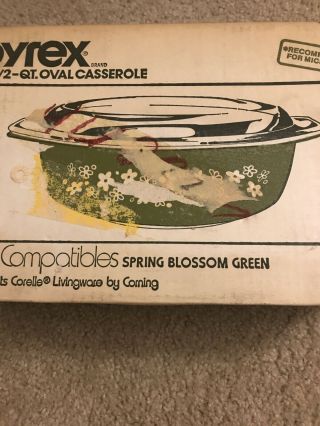 Vintage Pyrex Spring Blossom Green Casserole Dish 3