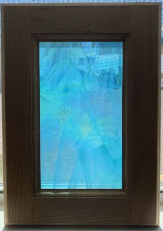 Handmade Aqua Blue Framed Stained Glass 14 " X 10 " Window Panel