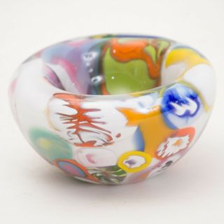 404617 Multi - Color Hand Blown Art Glass Bowl 4 " Across Heavy Candy Dish
