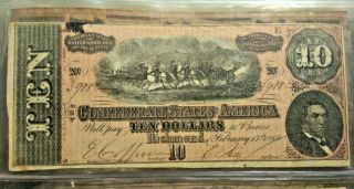 Type 68 Ten Dollars ($10) - Feb.  17th,  1864 - Confederate States Of America
