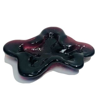Vtg Blenko Mid Century Amethyst Purple Freeform Amoeba Art Glass Ashtray Mcm 9”