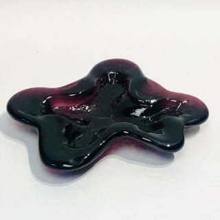 Vtg Blenko Mid Century Amethyst Purple Freeform Amoeba Art Glass Ashtray MCM 9” 2