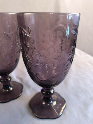 Set Of 4 Vintage Princess House Fantasia Purple Amethyst Wine Goblets Glasses