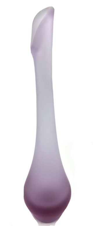 Viking Epic Swung Bud Vase Frosted Pale Lilac Glass Vase 10 " Tall With Label