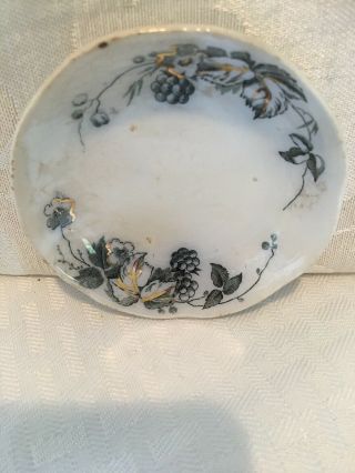 Antique Alfred Meakin Butter Pat Blue Flowers English Porcelain Bramble