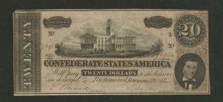 Type 67 Twenty Dollars ($20) February 17th,  1864 - Confederate States Of America