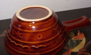 Mar - crest Stoneware Pottery Daisy Dot Individual French Handled Casserole Bowl 3