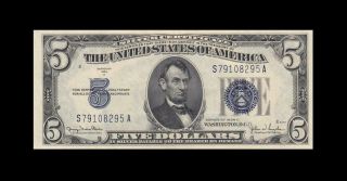 1934 - D United States Silver Certificate $5 Consecutive 1 Of 2 ( (aunc))