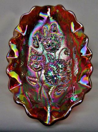 Modern Imperial Pansy Amber Carnival Glass Pickle Dish 7594
