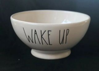 Rae Dunn By Magenta Bowl “wake Up” Pedestal Farmhouse Cereal Soup Bowl