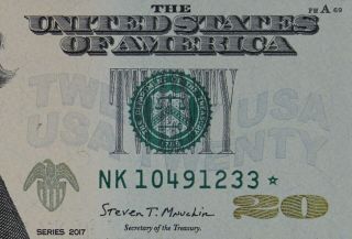 $20 2017 Gem Cu Star Federal Reserve Note Nk10491233 Twenty Dollar Dallas