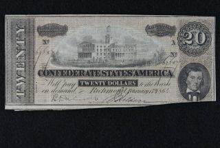 $20 1864 T - 67 Csa Confederate States Of America Currency Richmond 69687