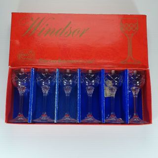 Vintage Windsor Fine Cut Bohemia Crystal Czech Republic 6 50ml Stemmed Glass
