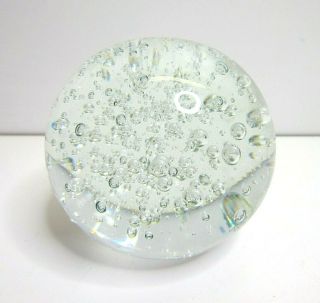 Vintage Clear Round Bubble Art Glass Paper Weight Sphere Ball