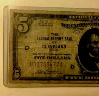 1929 $5 The Federal Reserve Bank of Cleveland Ohio D Series 2