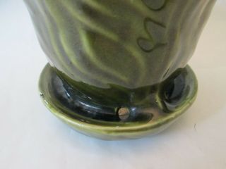 FLOWER POT PLANTER Vintage BRUSH McCOY ART pottery gloss GREEN BARK pattern EXC 3
