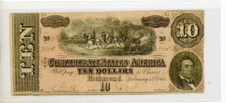 T - 68 $10.  1864 Confederate States Of America,  Cr 542 7118