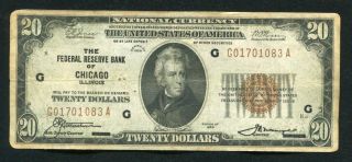 Fr.  1870 - G 1929 $20 Frbn Federal Reserve Bank Note Chicago,  Il (e)