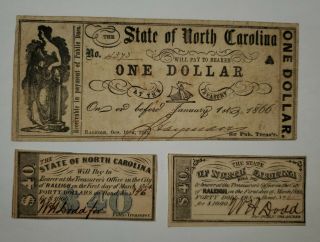 North Carolina 1861 $1 Note & Civil War Bond Coupons