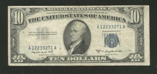 Fr 1708 Ten Dollars ($10) Series Of 1953b Silver Certificate Blue Seal