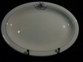 W S George Derwood Blue Bird Serving Platter Oval 12 Inches 118a