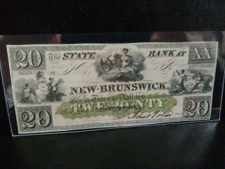 1860 $20 State Bank Brunswick Nj Au Neat Back