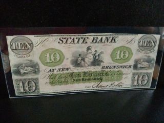1860 $10 State Bank Brunswick Nj Au Neat Back
