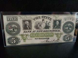 1860 $5 State Bank Brunswick Nj Au Neat Back
