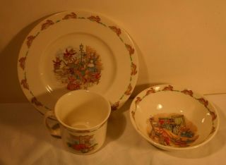 3 Piece Royal Doulton Bunnykins Plate,  Bowl & Mug Childrens Dish Set