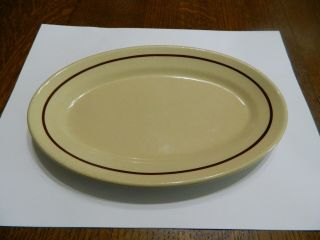 Wallace Tan W/ Brown Stripe China Restaurant Ware Small Oval Plate