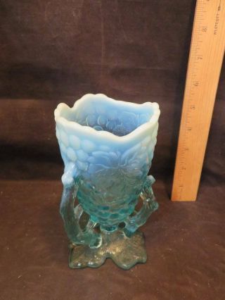 Northwood Whimsey Grapevine Opalescent Blue Glass Vase 5 3/4 " Tall