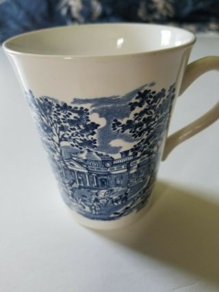 Vintage Staffordshire Liberty Blue And White Mug 4 Inches Tall England