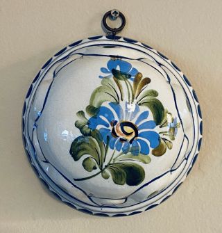 Vintage Abc Bassano Italy Ceramic Wall Hanging Dome Mold Hand Painted Floral