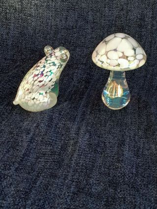 Heron Glass White Frog And Mushroom With Gift Boxes - Made In Ulverston,  Cumbria