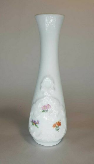 Vintage Porcelain Royal Bavaria Germany Handarbelt Kpm White Floral Vase