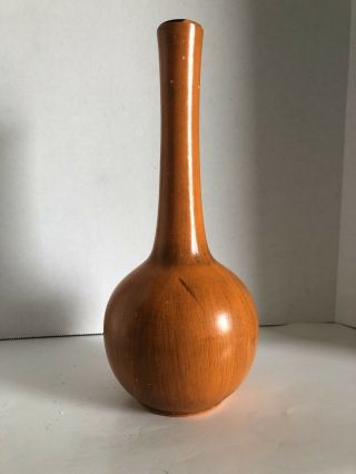 Vintage Mid Century Style Haeger Pottery Orange Vase 10.  5 "