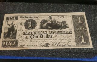 The Republic Of Texas 1840 One Dollar Bank Note Rp Shipps With Ups