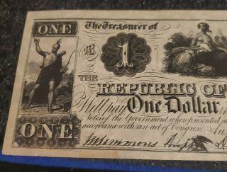 The Republic Of Texas 1840 One Dollar Bank Note rp Shipps With Ups 2