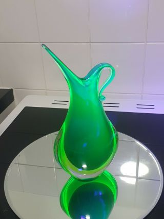 Absolutely Stunning Murano Uranium Glass Flavio Poli Large Jug Vase 1.  6kg