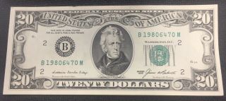 1985 $20 Twenty Dollar Bill Federal Reserve Note York Vintage Old Currency