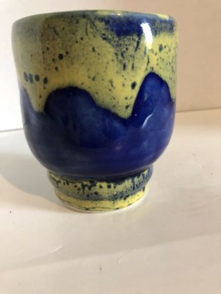 beatifully crafted handmade pottery mug/coffee cup Blue,  Green glaze Drip 2