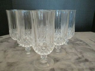 Cristal D " Arques Durand Longchamp Clear 6 Ice Tea Goblet 7 1/4 " Tall 2 3/4 " Wide