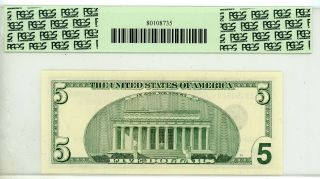 Fr.  1987 - E $5 1999 Federal Reserve Note PCGS GEM 68 PPQ Star 3520 2