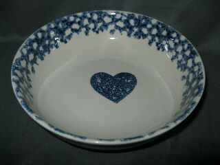 Folk Craft Hearts By Tienshan Coupe Bowl Blue Sponge