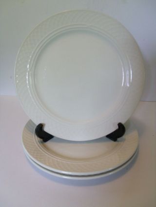 Set Of 3 - Homer Laughlin Gothic White Cream Dinner Plates - 10 5/8 "