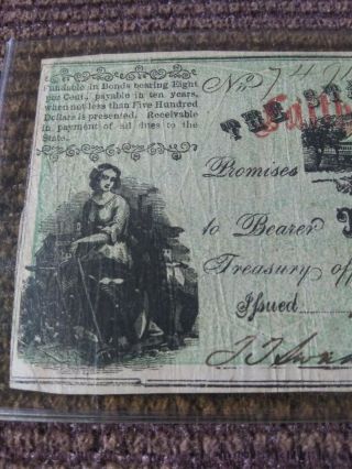 The State Of Mississippi Ten Dollars 1862 Obsolete Currency